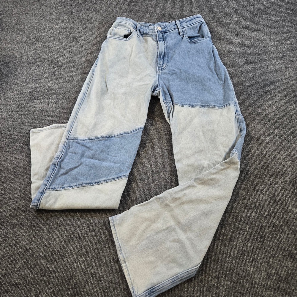 Hollister Patchwork Ultra High Rise Dad Jeans Blue Two Tone 27x29 Y2KStreetwear